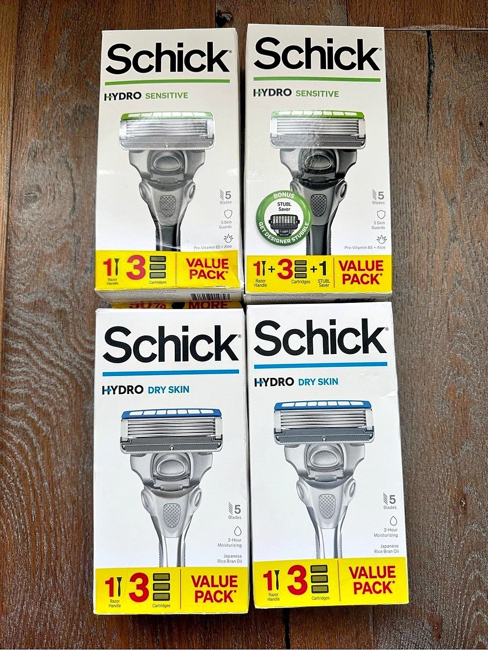 4pk Schick Hydro Sensitive & Dry Skin Razors Value Pack Set 3 Razor Refills